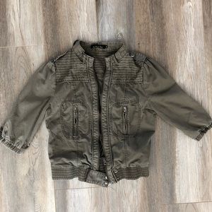 Army green crop jacket